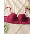 Wine red lingerie set padded bra with adjustable straps from The Lady's Haven Boutique