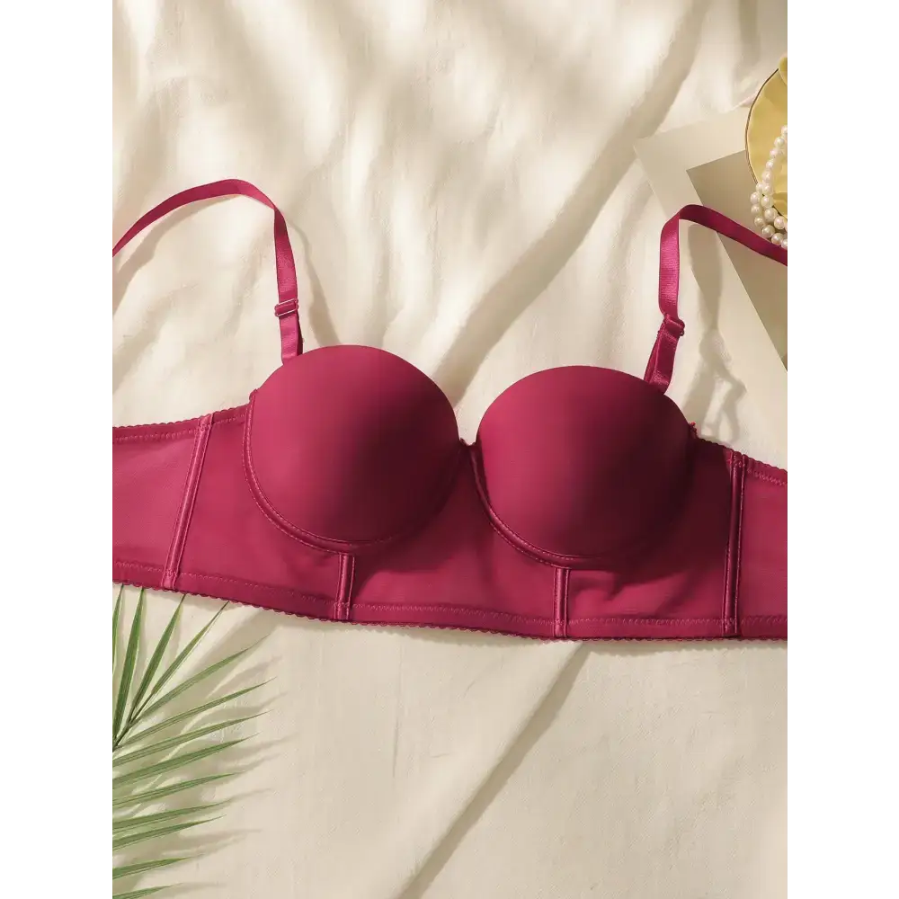 Wine red lingerie set padded bra with adjustable straps from The Lady's Haven Boutique