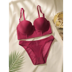 Wine red lingerie set with adjustable straps and matching panties from The Lady's Haven Boutique