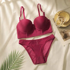 Wine red lingerie set with padded bra and matching panties from The Lady's Haven Boutique
