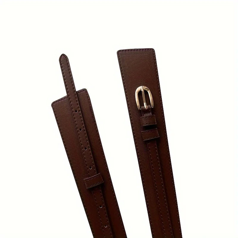 Brown vintage wide belt for women with a chic buckle detail for stylish outfits