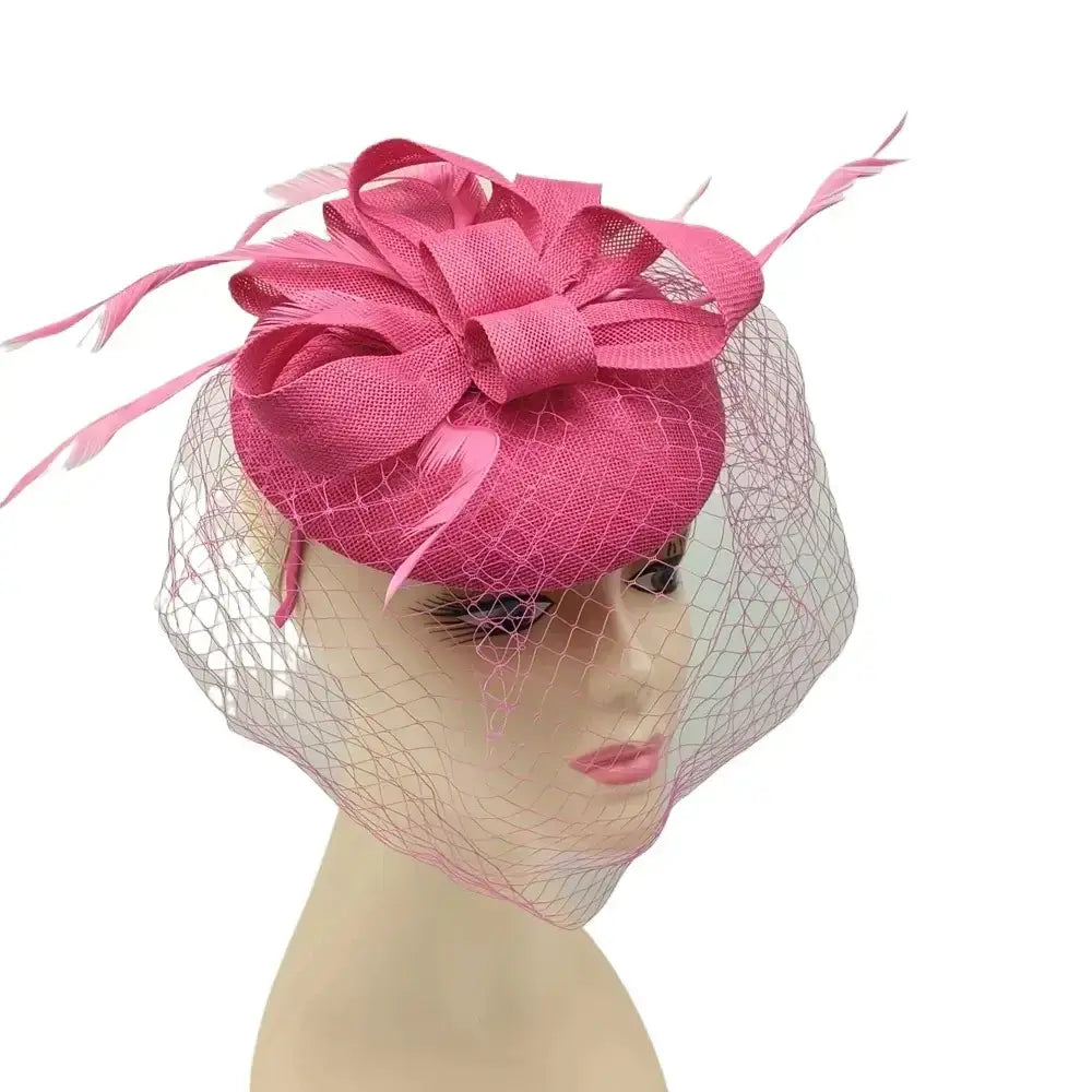 Wedding Pillbox Hat with Veil Various Colors - The Lady's Haven Boutique