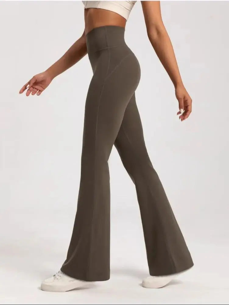 Stylish wide leg sports leggings in olive green for comfortable and flexible workouts
