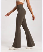 Stylish wide leg sports leggings in olive green for comfort during workouts or casual wear