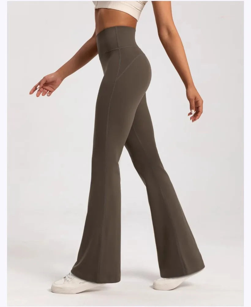 Stylish wide leg sports leggings in olive green for comfort during workouts or casual wear