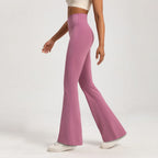 Stylish wide leg sports leggings in pink, perfect for activewear and casual outings