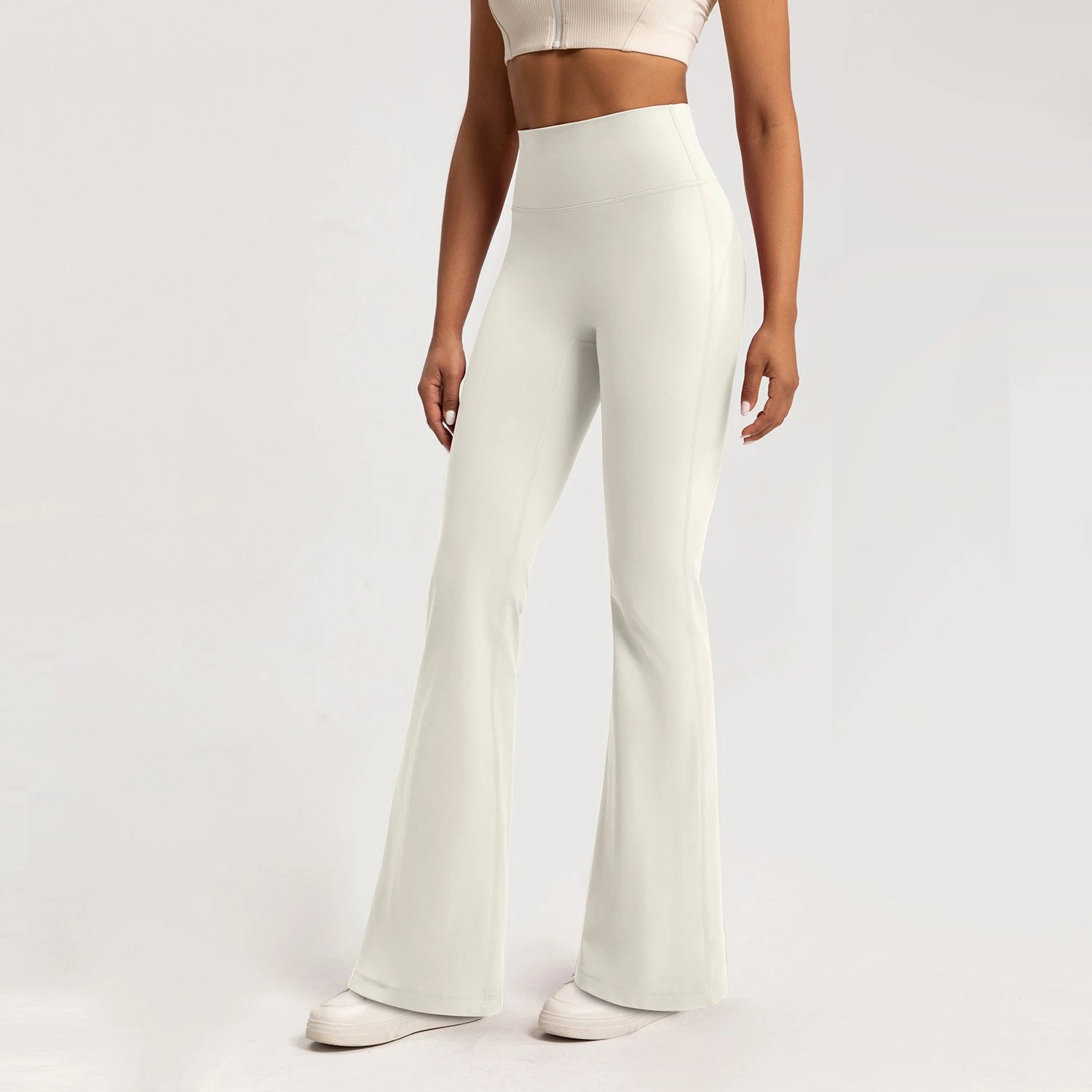 Wide leg sports leggings in light gray for comfort and stylish athletic wear