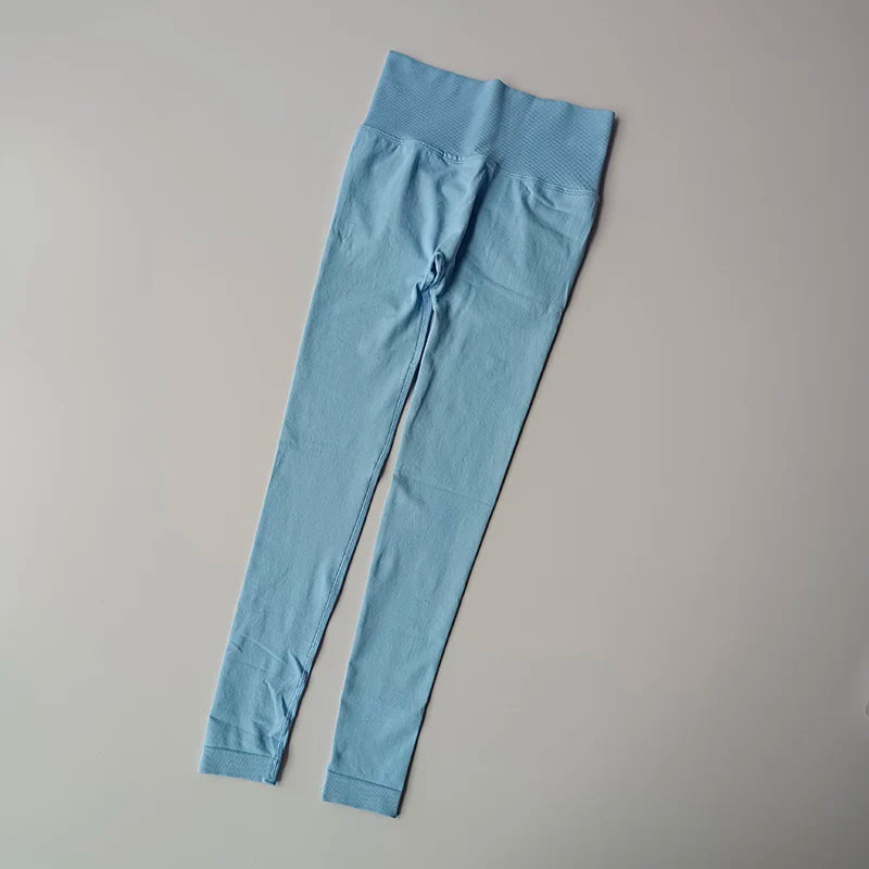 Light blue women hip lift leggings with a high waistband for comfort and style
