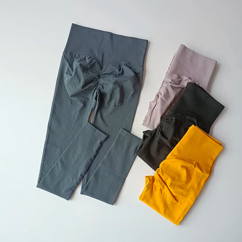 Women hip lift leggings in various colors including gray, pink, black, and yellow from The Lady's Haven Boutique