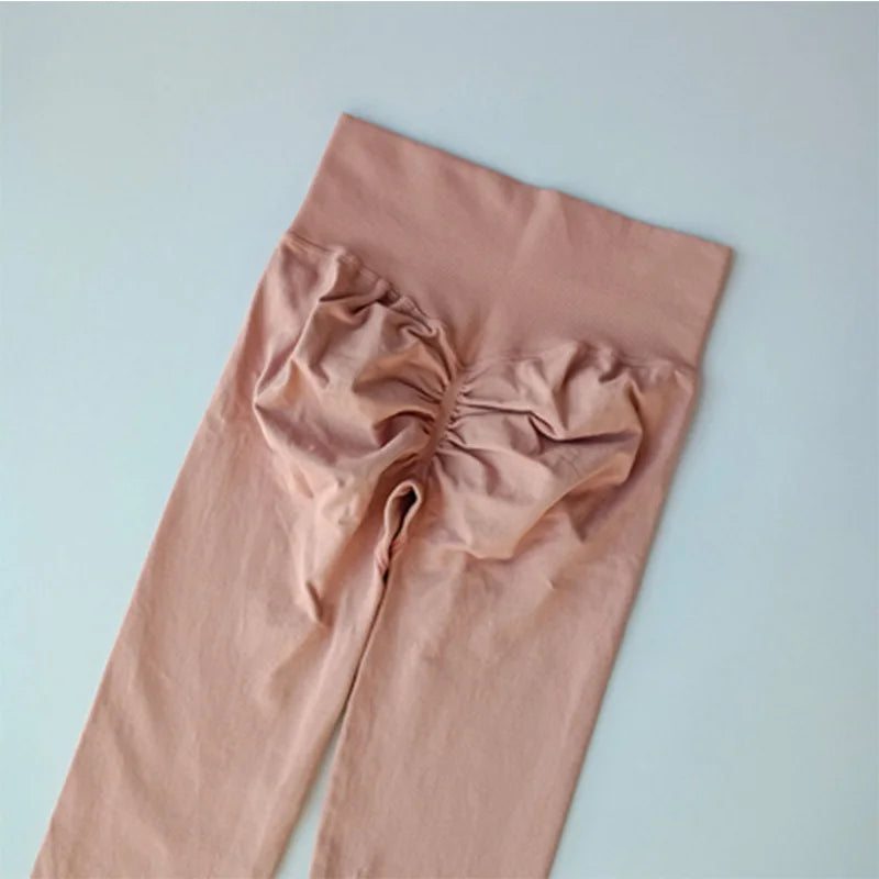 The Lady's Haven Boutique women hip lift leggings in soft pink with a unique ruched design