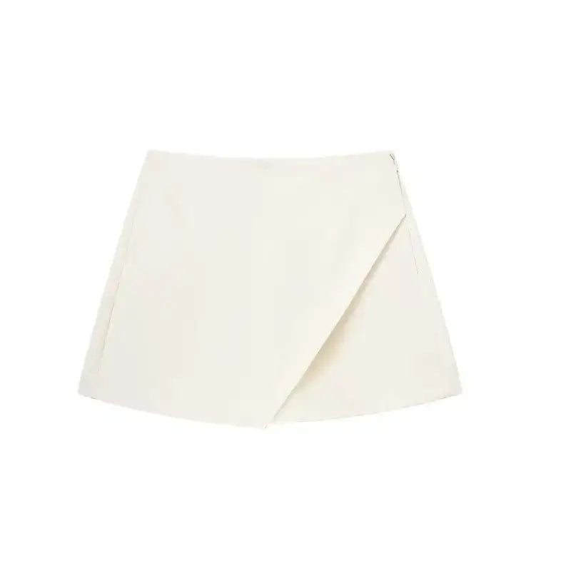 White stylish mini skort from The Lady's Haven Boutique featuring fashionable skorts design