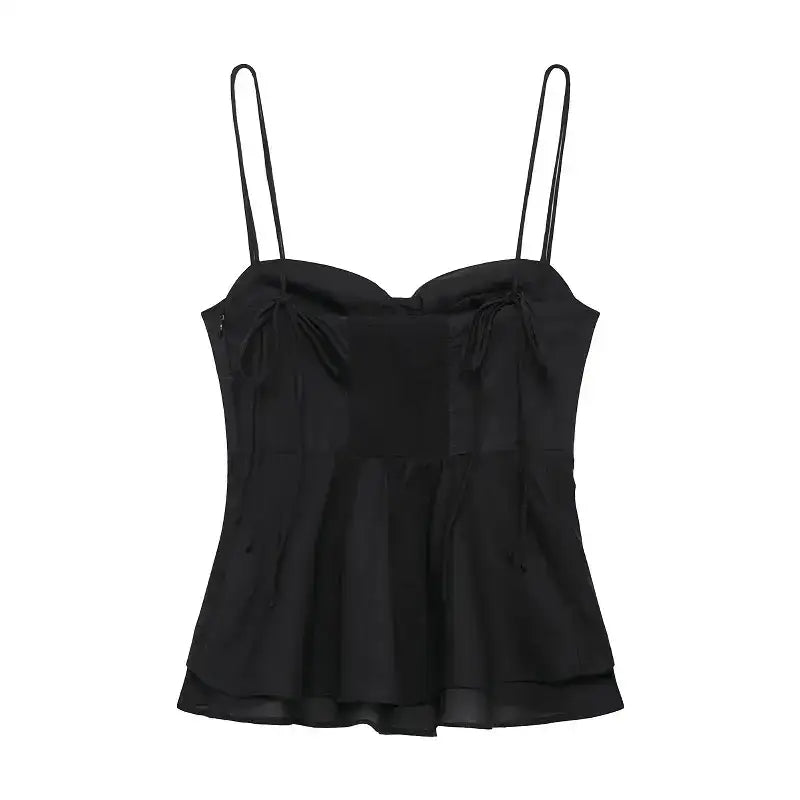 Black sexy bow backless slip top with spaghetti straps from The Lady's Haven Boutique