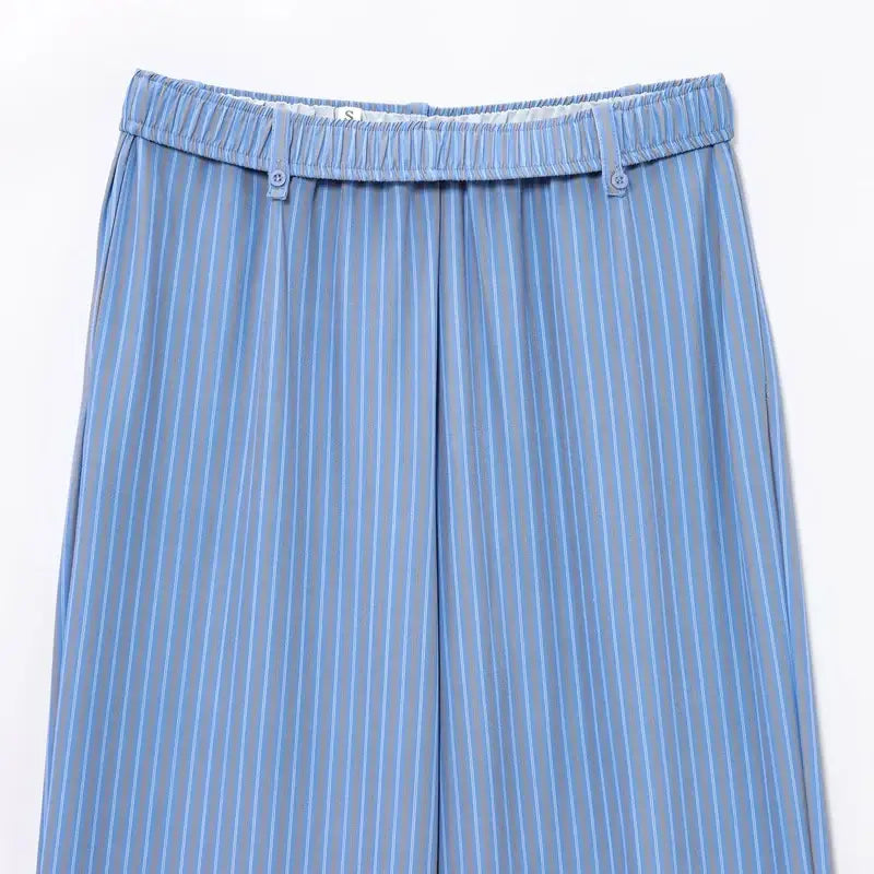 Women’s Blue Stripe Two-Piece Pajama Set Sleeveless Wide-Leg Casual Suit - Lounge Set