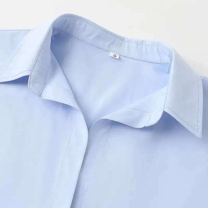 Light blue spring long sleeve office shirt with classic collar from The Lady's Haven Boutique