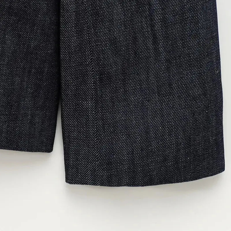 Women’s Elegant Denim Blazer Loose Single Breasted Coat - Blazers