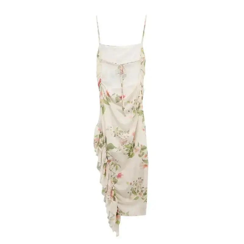 The Lady's Haven Boutique sleeveless tie back floral dress with adjustable straps and ruffle detailing