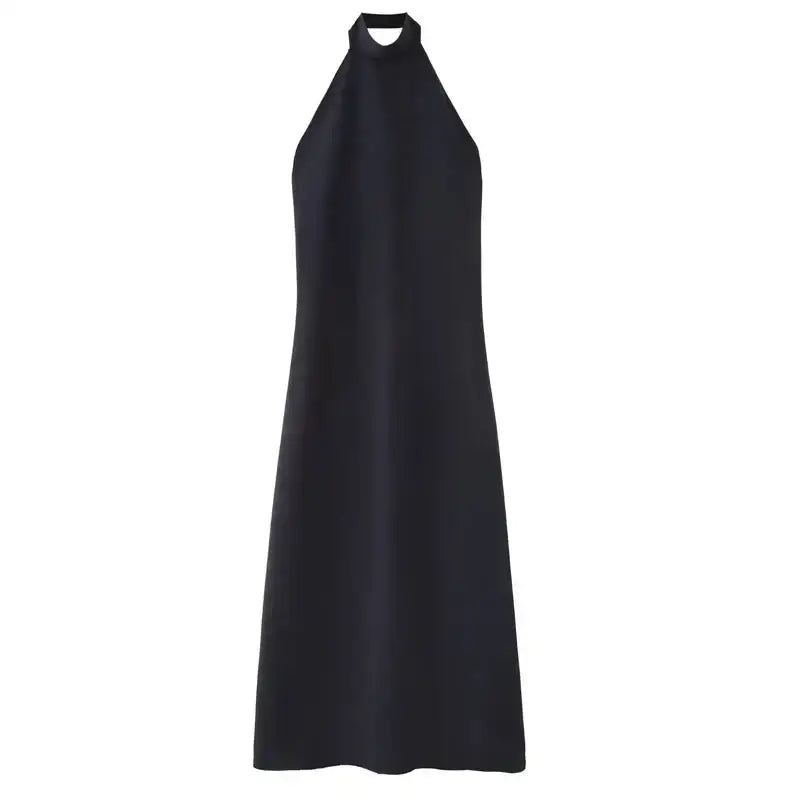 The Lady's Haven Boutique navy blue formal evening dress sleeveless halter neck maxi dress