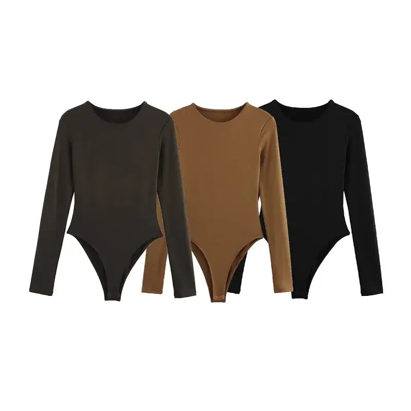 Women’s Elegant Long Sleeve Bodysuit Slim Casual Top - Bodysuit