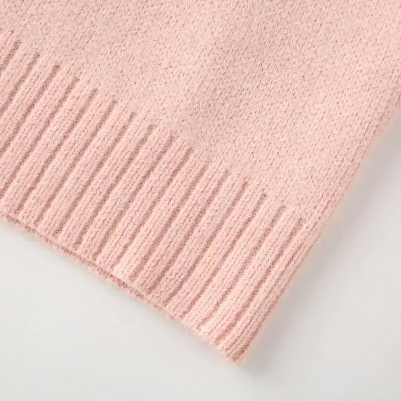 Close-up of soft pink knitted hem on fashion lightweight cardigan by The Lady's Haven Boutique