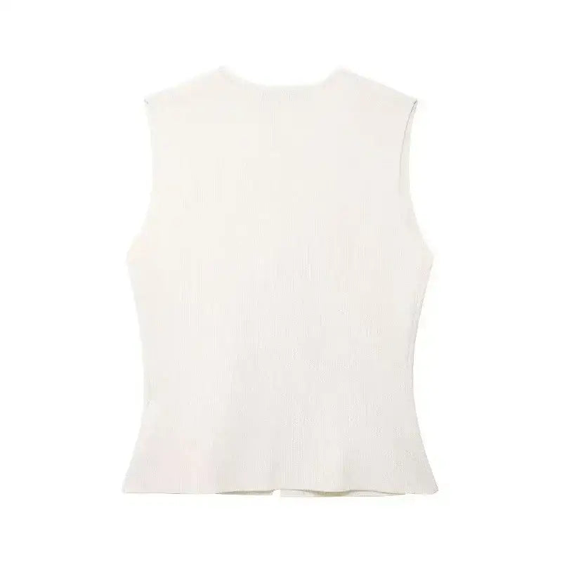 White sleeveless crop sweater vest with ribbed texture from The Lady's Haven Boutique
