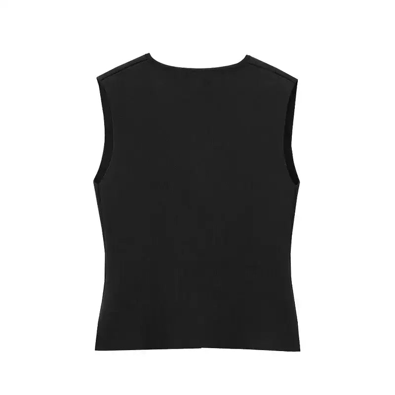 Black crop sweater vest from The Lady's Haven Boutique displayed on white background
