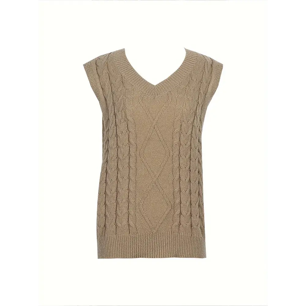 Women’s plus Size Preppy V-Neck Sweater Vest Solid Argyle Knit with Slight Stretch Comfortable Casual Wear