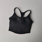 Black womens push up sports bra with adjustable straps for comfort during workouts