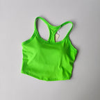 Bright green womens push up sports bra with a sleek design for activewear enthusiasts