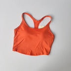 Bright orange womens push up sports bra with racerback design for optimal support and comfort