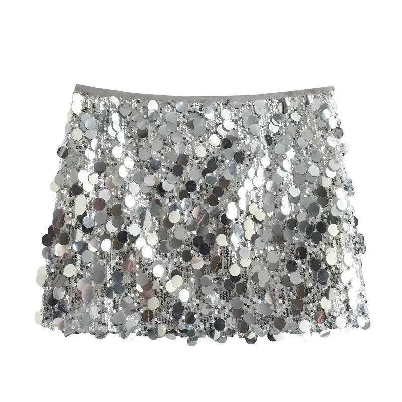 Women’s Sexy Sequined Mini Skirt Casual Party Skirt - Silver / XS - Mini Skirt