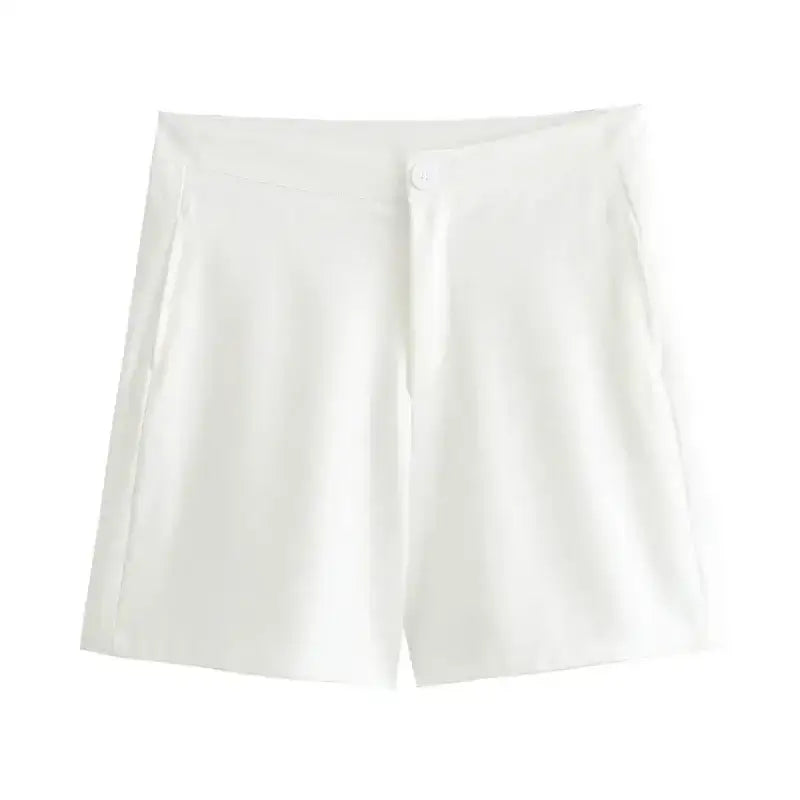 White tailored shorts from The Lady's Haven Boutique for a summer office vest and shorts outfit