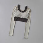 Stylish workout t-shirt with pads in beige and black design for gym enthusiasts