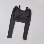 Black workout t-shirt with pads designed for comfort and style during workouts