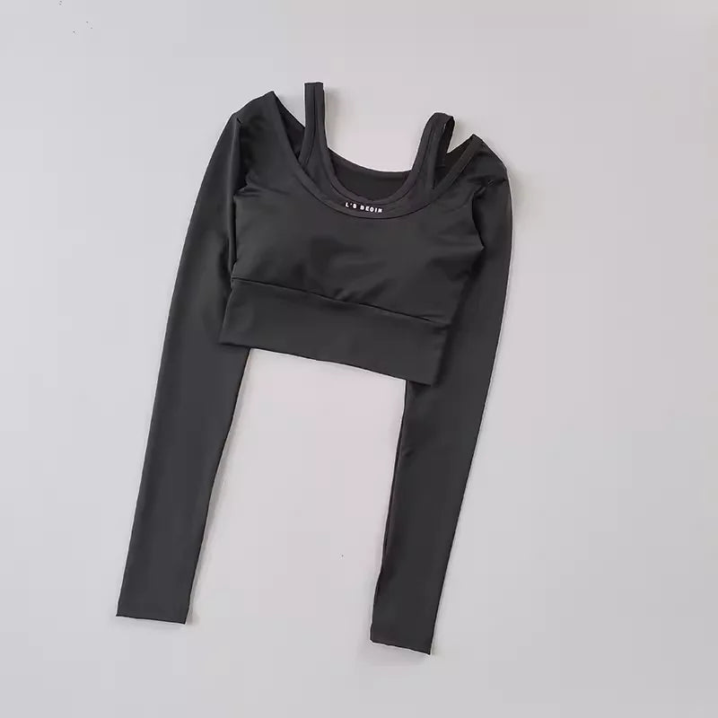 Black workout t-shirt with pads designed for comfort and style during workouts