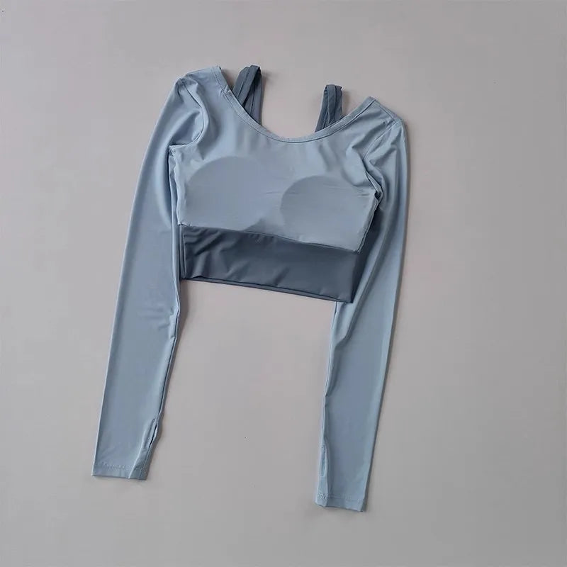 Light blue workout t-shirt with pads designed for comfort during active movement