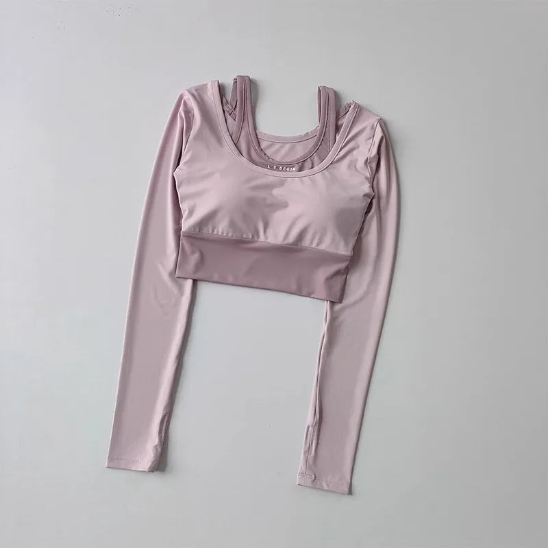 Light pink workout t-shirt with pads designed for comfort during active sessions