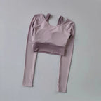 Stylish workout t-shirt with pads in light purple, perfect for yoga and fitness activities