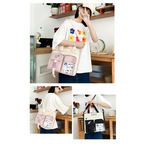 Stylish large capacity ladies handbag in pink and black, perfect for daily use and organization
