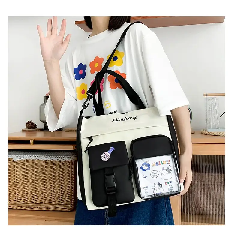 Stylish large capacity ladies handbag with multiple pockets and adjustable strap for everyday use
