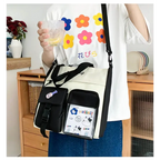 Stylish large capacity ladies handbag in cream with multiple pockets for everyday use