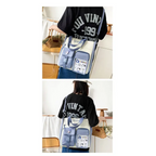 Stylish large capacity ladies handbag in blue with multiple pockets for daily use