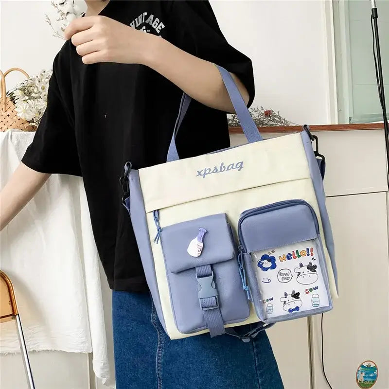 Fashionable large capacity ladies handbag with multiple pockets and casual design for everyday use