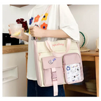 Stylish large capacity ladies handbag featuring a pink and cream design suitable for everyday use