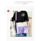 Stylish large capacity ladies handbag in purple with adjustable straps and playful patches