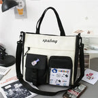 Stylish large capacity ladies handbag in cream with removable pocket for organization and daily use