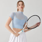 Stylish blue crop top for women, ideal for comfortable yoga clothes for women or activewear