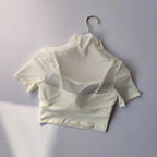 White Mesh Short Sleeve Top for Women, Perfect for Yoga Clothes for Women