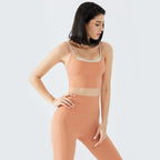 Stylish yoga crop top for workout in peach color, perfect for activewear enthusiasts