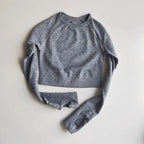 Gray Cropped Long Sleeve Top from The Lady's Haven Boutique, ideal yoga fitness tops for women