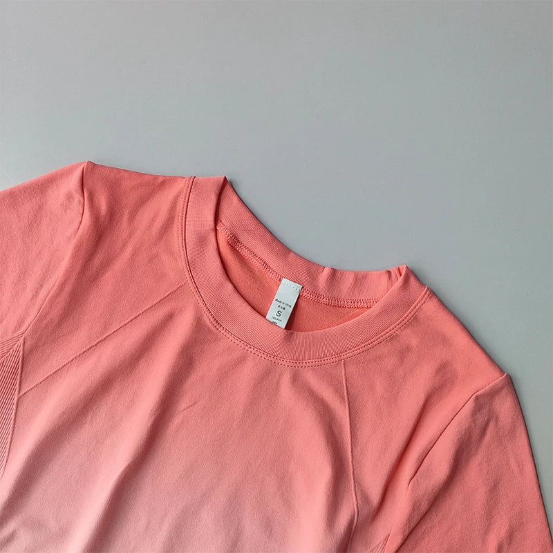 Pink yoga top and shorts gradient for women from The Lady's Haven Boutique